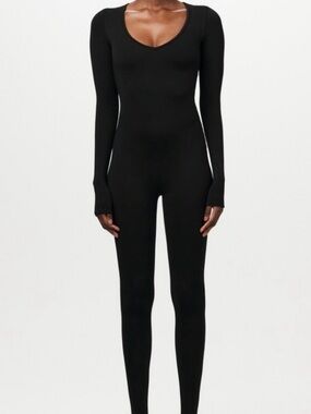 Long-Sleeve Black naked wardrobe jumpsuit